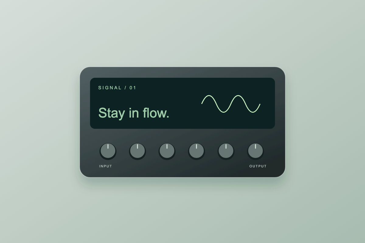 Signal console with six rotary controls and a green waveform display